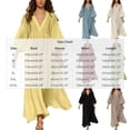 thumbnail image 3 of Women's Boho Deep V Neck Maxi Dress, Lantern Sleeve Loose Flowy Swing Dress, Solid Casual Vacation Beach Cover Up Dress for Summer Outfits Khaki XXL(XXL), 3 of 7