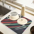 thumbnail image 2 of Yayeee Dish Drying Mat for Kitchen Counter 18" x 24" Microfiber Super Absorbent Coffee Decorative Pad, Red Abstract Lines, 2 of 9