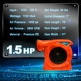 thumbnail image 2 of CoMiracle 1.5 HP Inflatable Commercial Turbo Blower Dual Air Intake Compact & Energy Efficient for Large Inflatable Bounce House, Water Slide, and Obstacle Course for Kids, 2 of 11