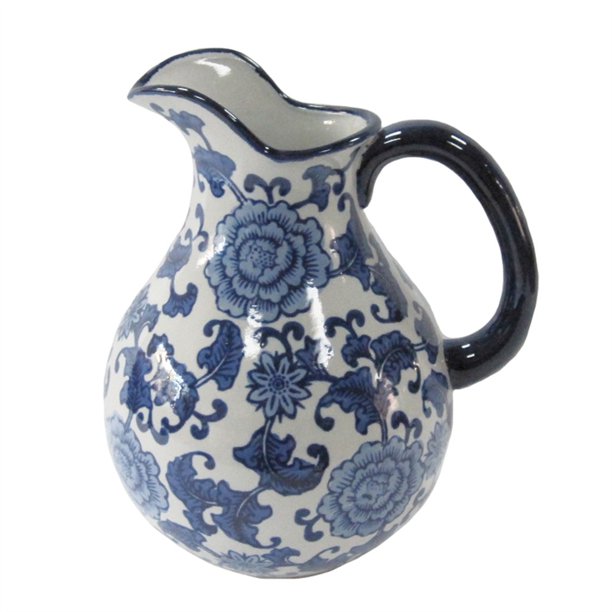 Alluring Decorative Ceramic Pitcher, Blue And White