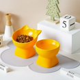 thumbnail image 2 of Cuenco para gatos, cuenco elevado para comida y agua, cuenco para gatos con inclinación de 15° que reduce la presión del cuello, fácil de limpiar, para gatos y perros pequeños, amarillo kaili Sencillez, 2 of 5