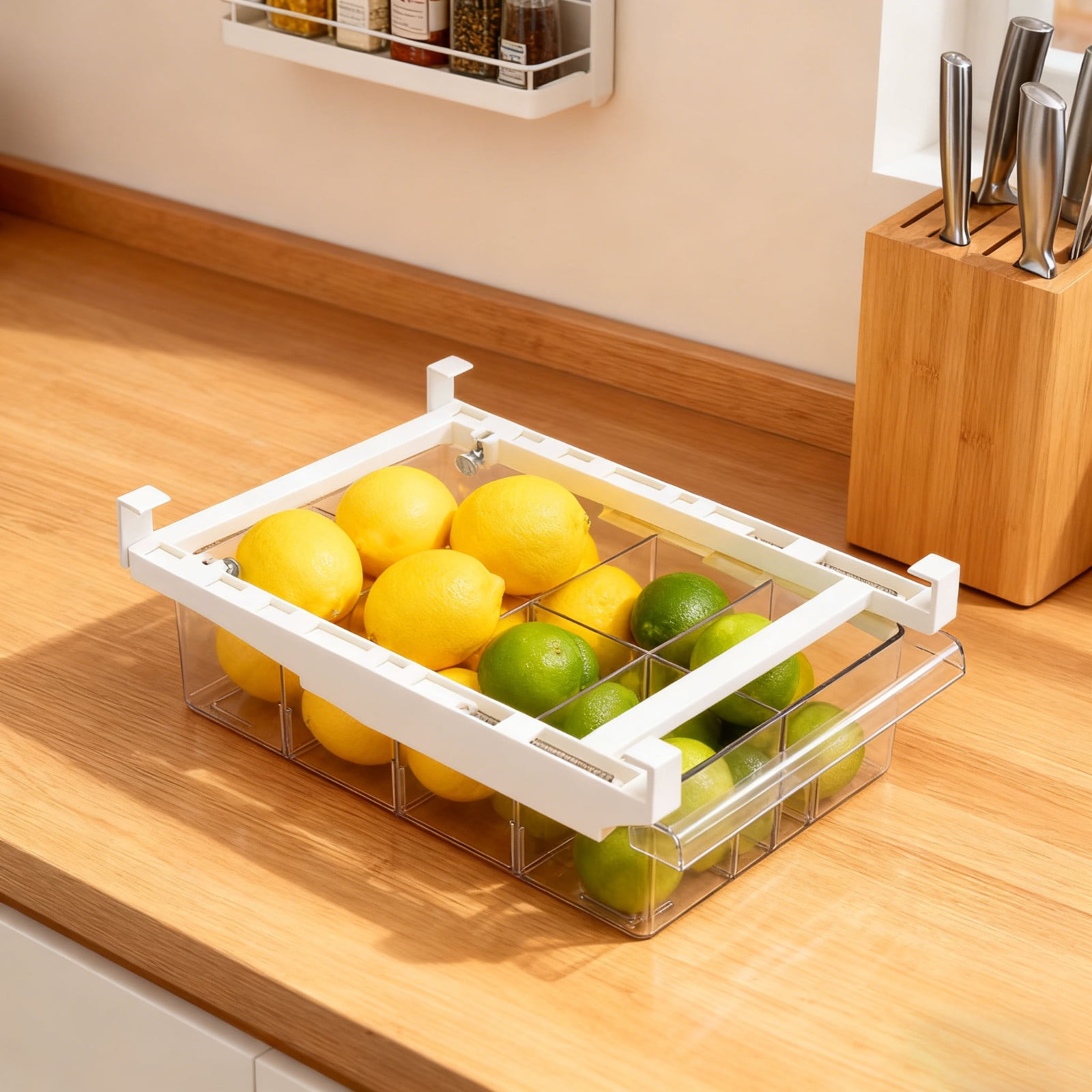 ZZERHUOO 12 In Refrigerator Drawer Fridge Drawer Organizer For Meat Cheese Produce And More Stretchable And Deep Storage Can Organizers And Storage for Pantry Plates with 3 Compartments Snack Large