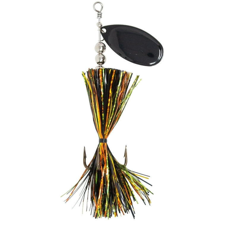 Tooth Shield Tackle The Baby Chubby Musky Bucktail Muskie Pike # 6 French  Blade Inline Spinner Musky Lures Baits Tackle (Perch / Black) 