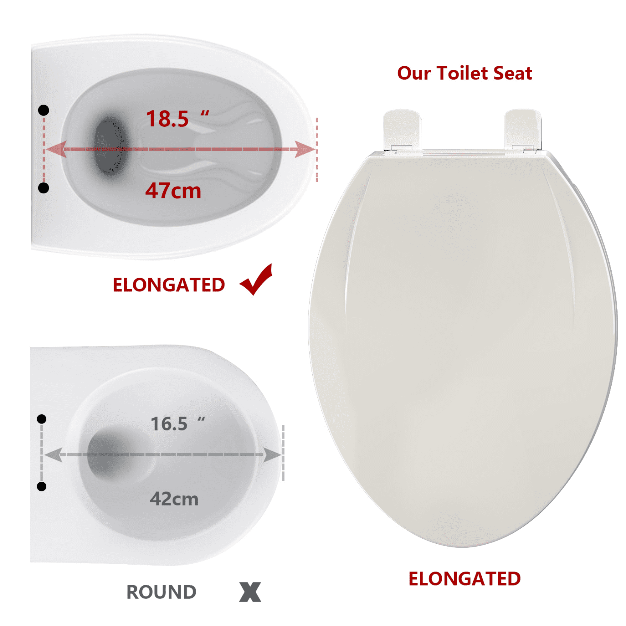 Heavy Duty Elongated Toilet Seat, Soft Close White Toilet Lid with Quick Release for Easy Cleaning, No-Slip & No-Wiggle, 660 LBS Capacity, Universal Fit