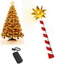 Christmas Tree-Shaped Light Control Wand - Red & White Striped Star Glowing Wand for Christmas Tree Lights, Festive Decor Wand to Control Holiday Lights, Durable Plastic Christmas Decoration, 9.84in