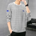 thumbnail image 3 of Camiseta para hombre a rayas ropa de hombre top ajustado cuello redondo rojo ajustado manga larga harajuku moda normal coreano otoño, 3 of 5