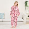 thumbnail image 5 of Fluffy Pajamas Set Fuzzy Winter Warm Pj Sets Pullover Tops and Long Pants Pink and White Christmas Motifs Large, 5 of 8