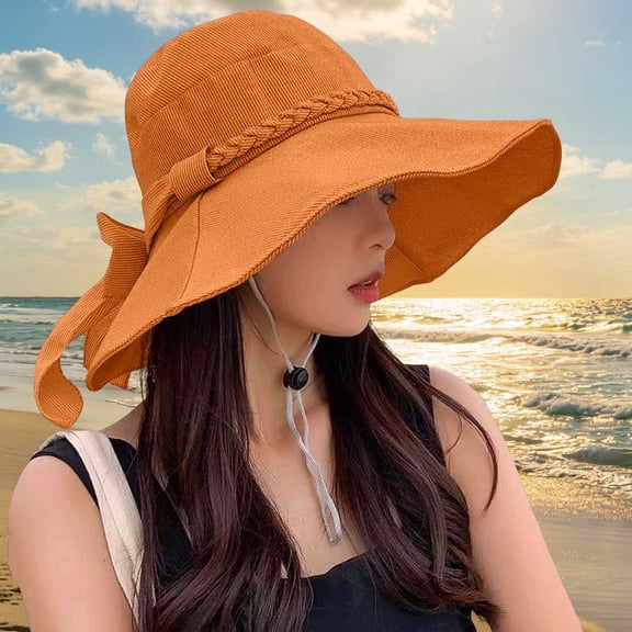 Shihyeh Women Wide Brim Summer Sun Hat Wired Edge Beach Bucket Fishing Hats Reversible Foldable Travel UV Protection