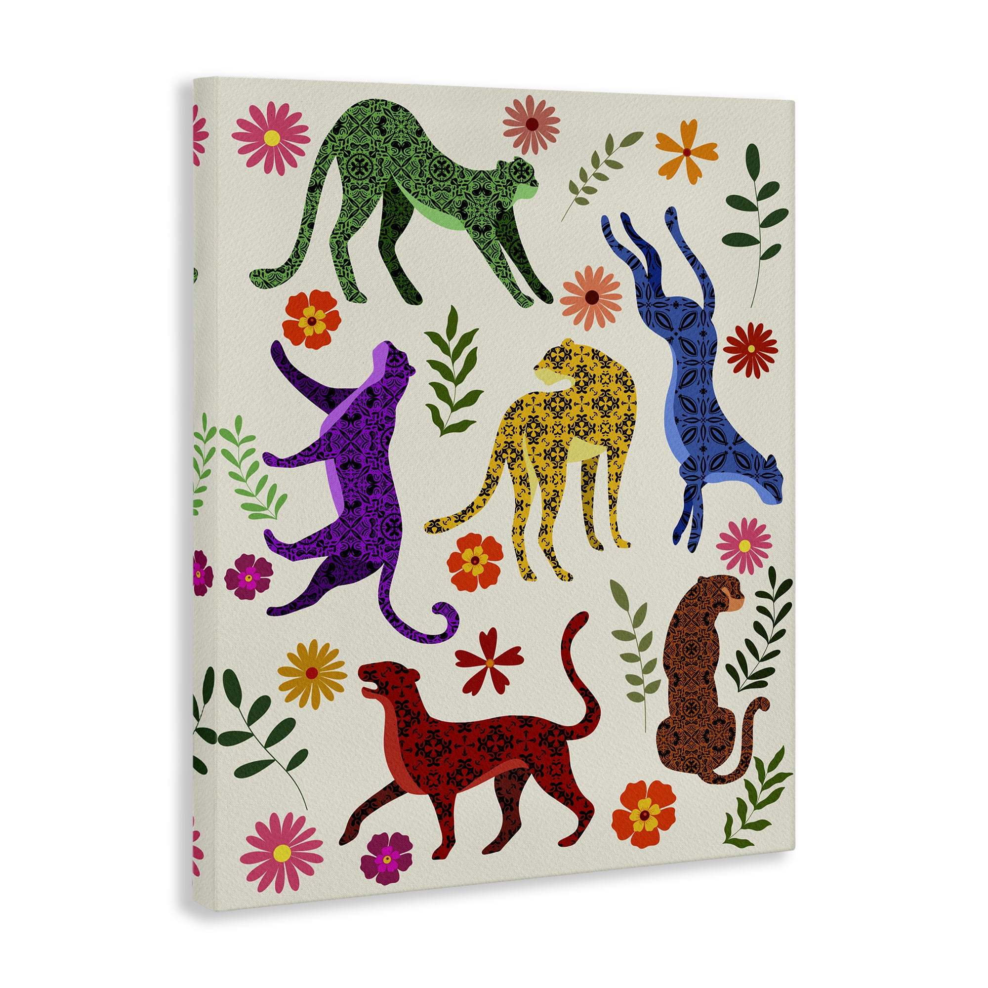 Stupell Industries Boho Patterned Cheetahs Animals & Insects Painting Gallery Wrapped Canvas Art Print Wall Art, 16 x 20