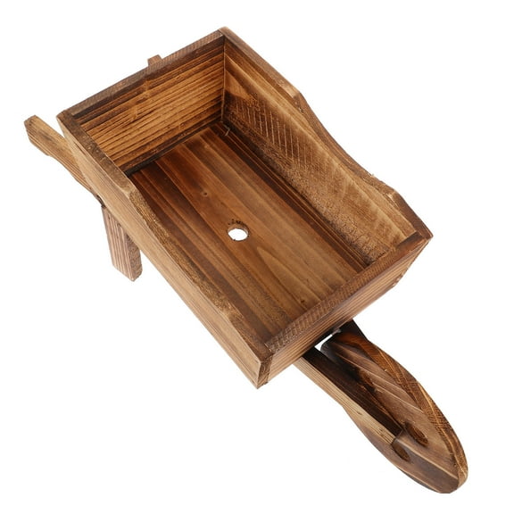 BESTOYARD Decorative Wheelbarrow Planter Light Brown Wooden Flower Pots Outside Homeowners 1Set