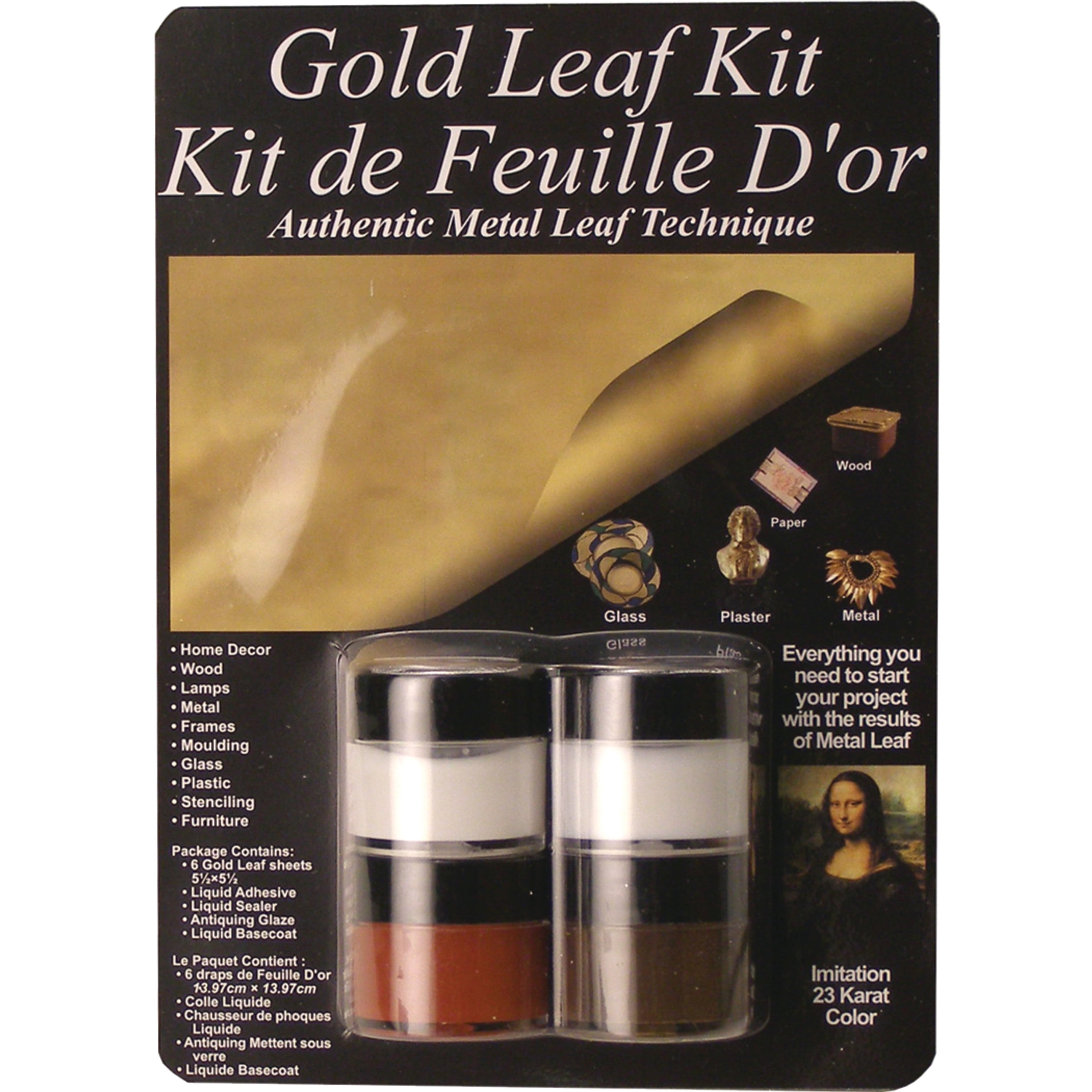 Mona Lisa Gold Leaf Starter Kit 4 Pieces plus Gold Leaf Sheet Walmart