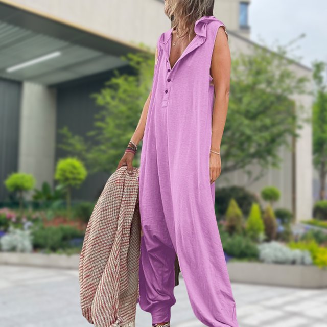 Monos Casuales Pantalones holgados para mujer Mamelucos con cuello en V Monos Traje diario (Púrpura S) Ygjytge para Mujer Púrpura T XXL