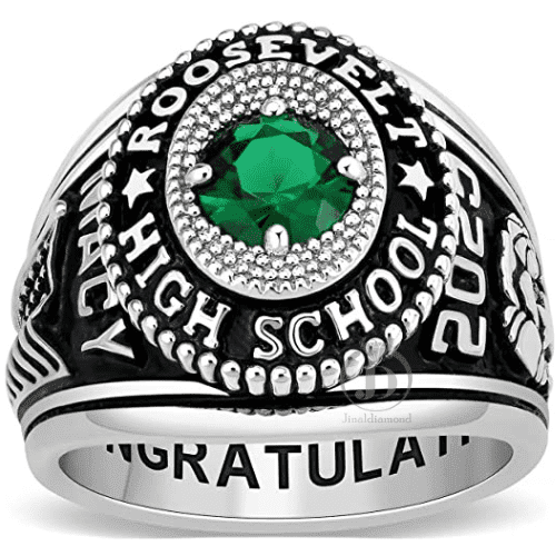 Unique Two Tone Personalized Customized Sterling Silver Women’s High School Class Ring Cubic zirconia Birthstone class rings graduation gifts