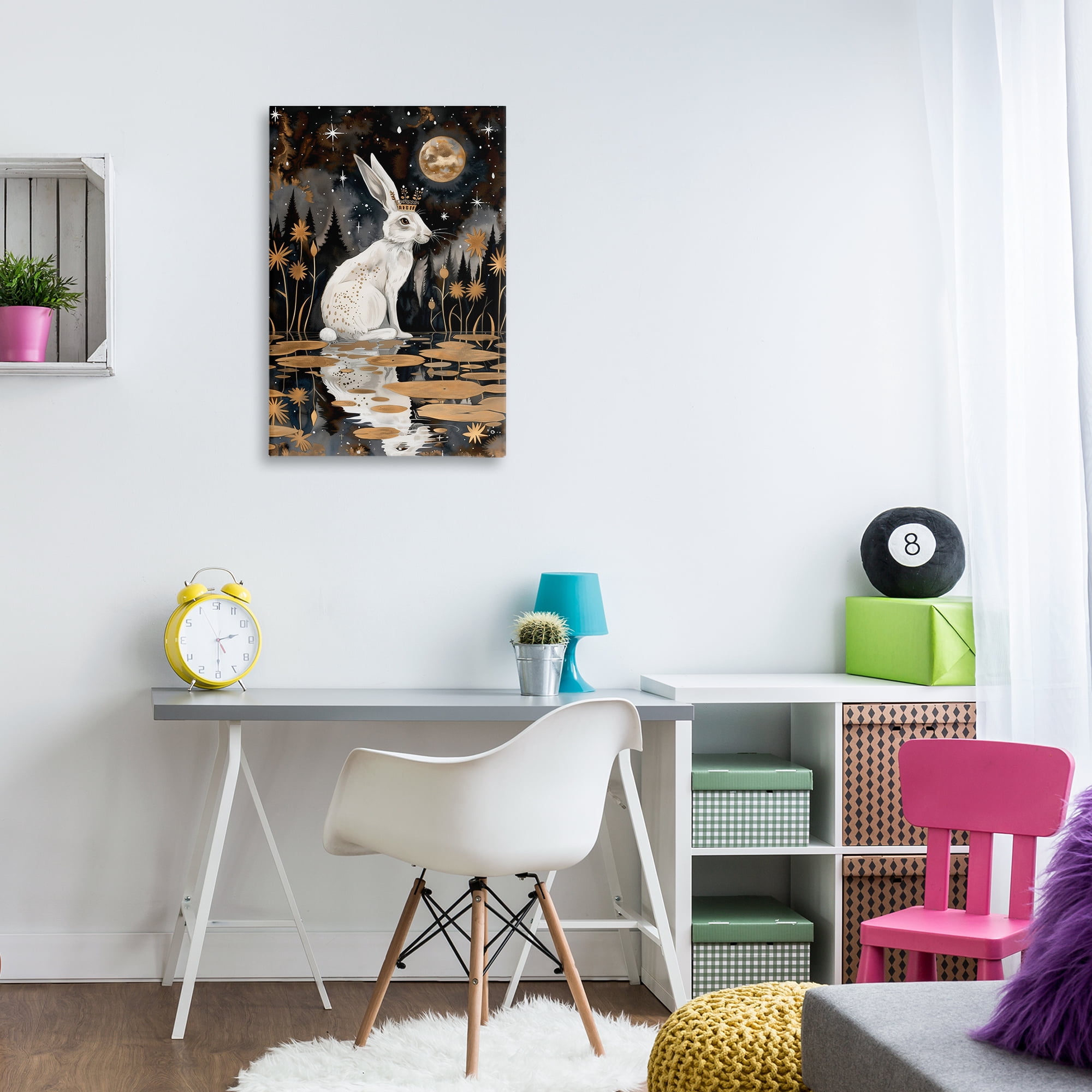 Stupell Industries Regal Rabbit Moonlight Animals & Insects Painting Gallery Wrapped Canvas Art Print Wall Art, 20 x 30