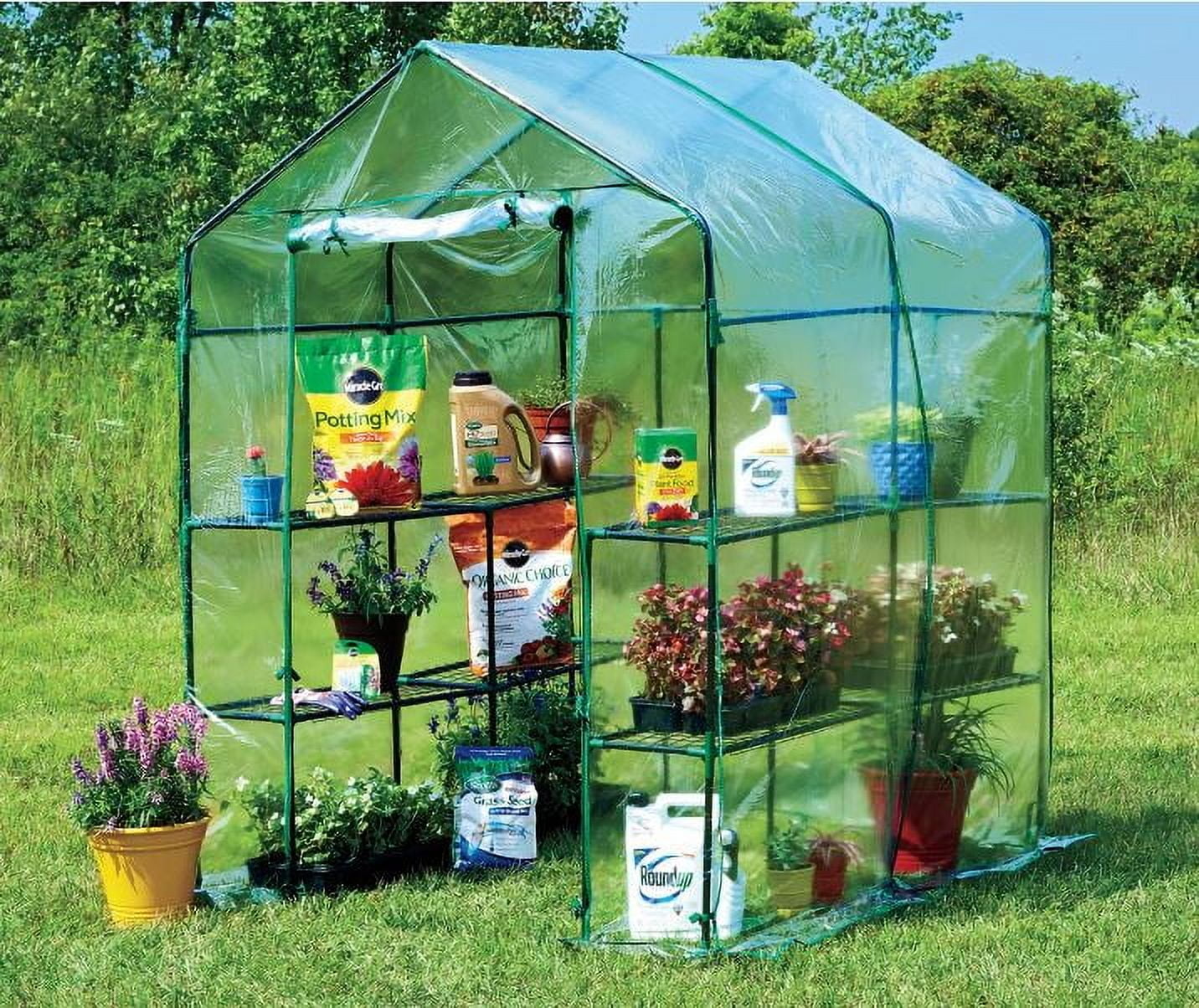 Winter Wonder Walk-in Greenhouse, Waterproof, 3 Tiers, 12 Shelves, PVC Cover, Dimensions (56"" L x 58"" W x 77"" H) Green House Portable