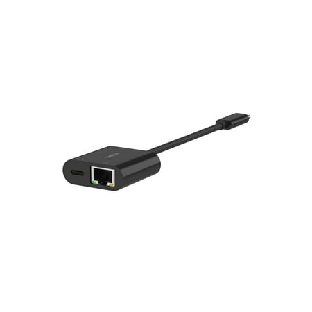 Belkin - USB C To Ethernet + Charge Adapter - Gigabit Ethernet Port for USB C Devices - Black