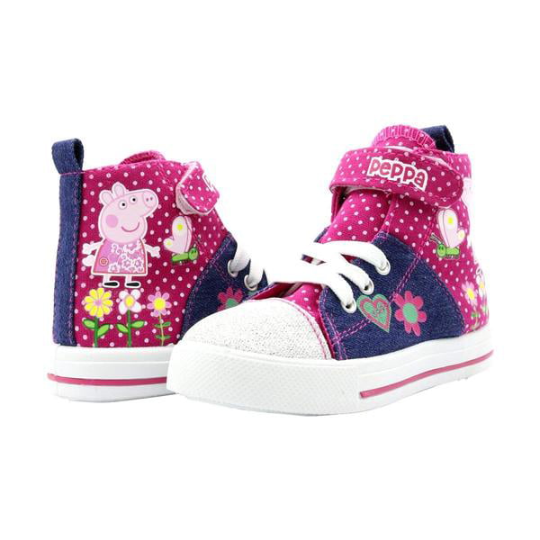 Peppa Pig Girls Hi Top Denim Toddler Shoes Sneakers Pink Size 7 New $49.99