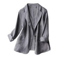thumbnail image 1 of Women's Plus - Size Slim Fit Cotton Linen Jacket - Solid Color, One - Button, 7/4 Sleeve - Suitable for Various Occasions - Multiple Sizes, 1 of 5