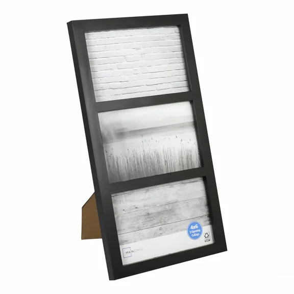 4X6 3-Opening Linear Gallery Collage Picture Frame, Black