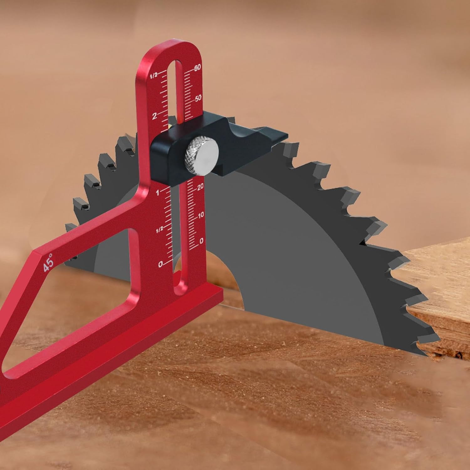 CATPAN Woodworking Height Gauge, 0 to 60mm 45° Tablesaw Depth Measuring Ruler, Woodworking Setting Gauge Depth Gauge for Router Table Drill, Table Saw