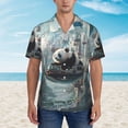 thumbnail image 2 of Fuzoiu Panda In Futuristic City Print Hawaiian Shirt for Men, Summer Beach Casual Short Sleeve Button Down Shirts, Men’s Beach Summer Shirts with Pocket,Medium, 2 of 7