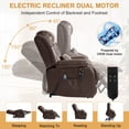 thumbnail image 3 of INGALIK Power Lift Recliner Chair Dual Motor, Infinite Position Lay Flat Recliners for Adult & Elderly with Heat & Massage, Large, Type-C Charge, Lumbar Pillow for Living Room, Leather (Brown), 3 of 12