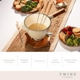 thumbnail image 3 of Twine Beige and Wood Cast Iron Fondue Set for Cheese and Chocolate Fondue, 3 of 9