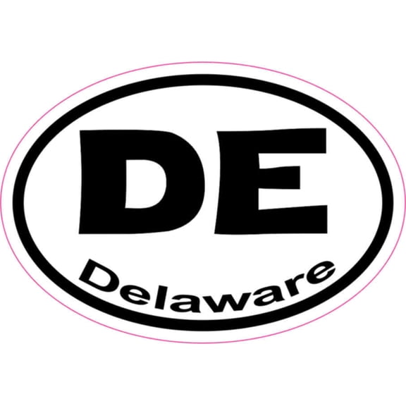 3in x 2in Oval DE Delaware Sticker Vinyl Car Window State Bumper Stickers