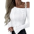 thumbnail image 3 of Gvmfive Women Long Sleeve Lace Blouse Cold Shoulder Slim Fit Blouse, 3 of 4