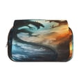 thumbnail image 2 of Sikiie Red And Blue Flame Wave Dragon Print Flip Double-layer Pencil Case, All-purpose Stationery Bag for Study and Office, Zipper Design, Unisex, 2 of 7