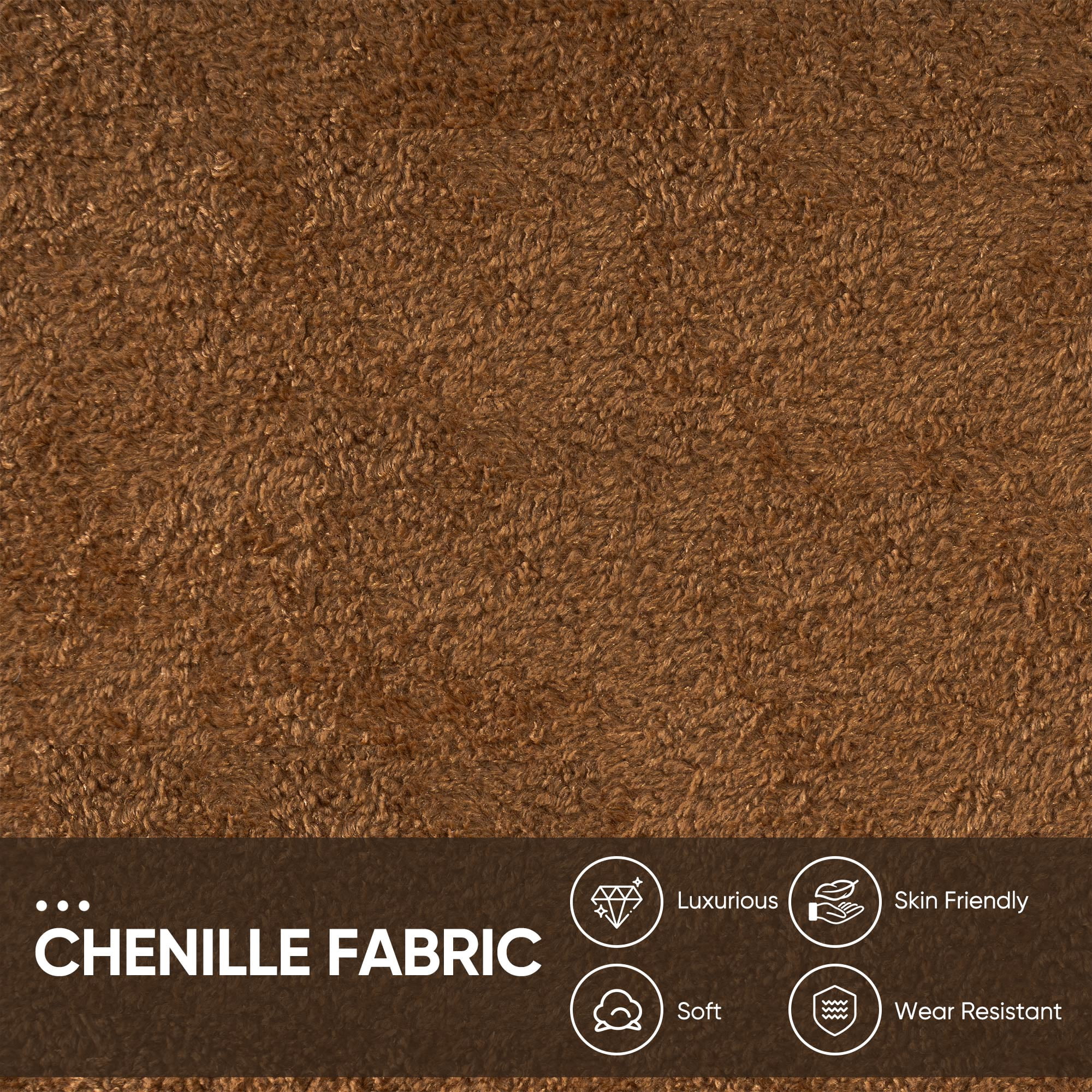Lunale 78" Chenille 3-Seater Sofa, Modern Mid‑Century Upholstered Couch for Living Room, Apt., Tufted Design & Wood Legs, Brown