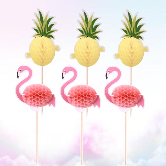 IBASETOY 10Set Cute Beach Cake Decor Multi Bamboo Fruit Picks for Tropical Party