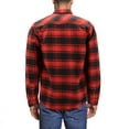 thumbnail image 2 of Men’s Snap Button Long Sleeve Plaid Soft 100% Cotton Flannel Button Up Shirt (Red/Black, XL), 2 of 3