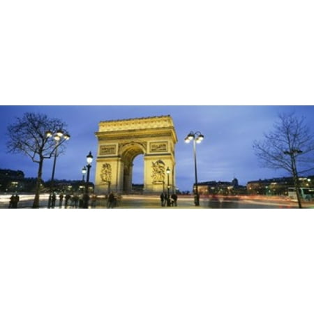 Tourists walking in front of a monument Arc de Triomphe Paris France Poster