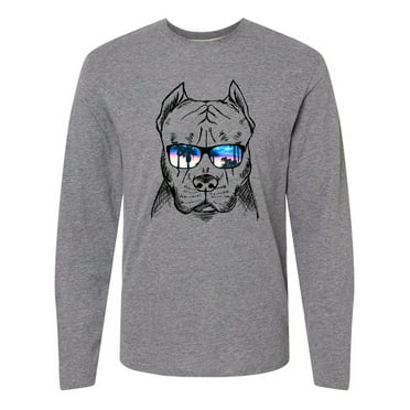 Inktastic Pitbull Sketch Portrait with Sunglasses Long Sleeve T-Shirt