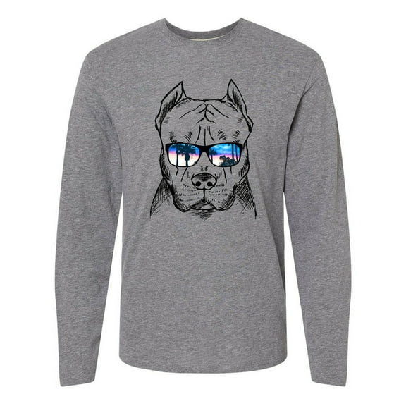 Inktastic Pitbull Sketch Portrait with Sunglasses Long Sleeve T-Shirt