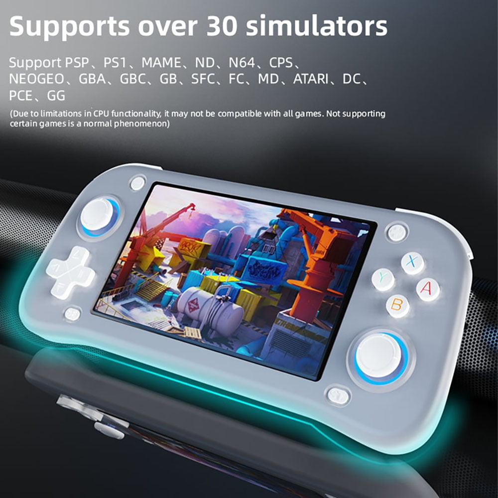 Handheld Video Game Console, 4.3 inch HD Display,Hall Joystick with RGB lights & Triggers, 64G tf (White)