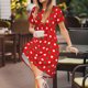 thumbnail image 3 of Balery White and Green Polka Dot Vestidos sueltos de manga corta para mujer, vestidos de verano 2025, vestidos casuales de corte A con vuelo., 3 of 6