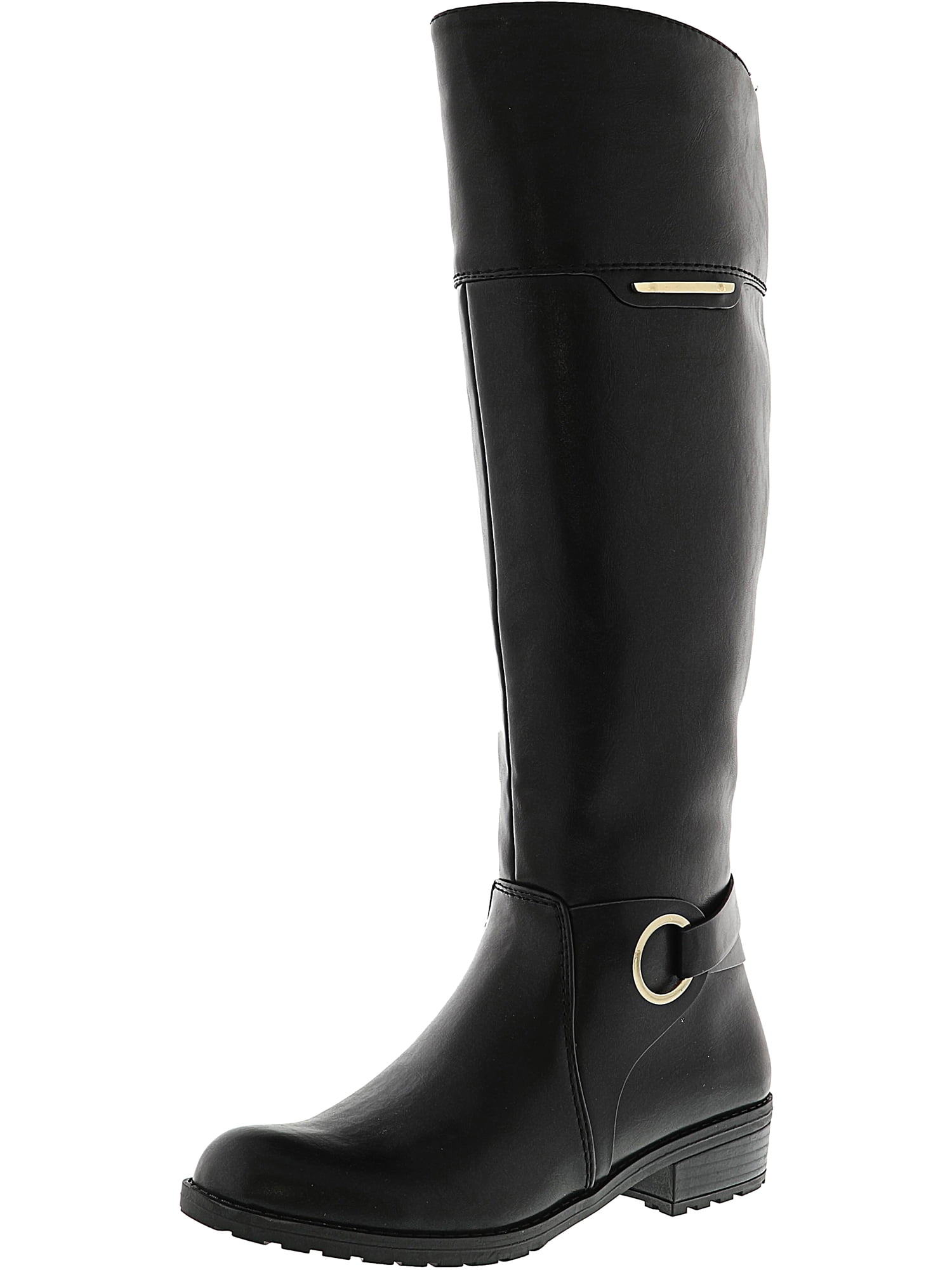 Alfani Women's Jadah Black Knee-High Leather Equestrian Boot - 6.5M