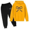 thumbnail image 2 of sususu Girls 2 Piece Outfit Set Size 7-8T Fashion Printed Hoodie and Soft Pants, Comfy Daily Wear, Playful Toddler Youth Clothes (Yellow), 2 of 3