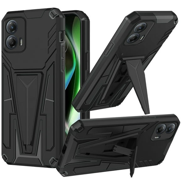 Xpm Compatible with Motorola Moto G 5G 2023 Heavy Duty Protection Hybrid Built-in Kickstand Rugged Shockproof Military Grade Dual Layers [ Black ]