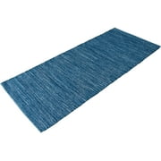30x72" Runner Rug Cotton Recycled Reversible for Kitchen - Teal Blue - Grey (2.5' x 6')