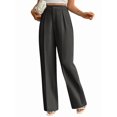 thumbnail image 2 of Women Wide Leg Pants High Waisted Business Casual Work Trousers Dressy Pants with Pockets Dark Gray M, 2 of 9
