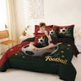 thumbnail image 3 of Manfei Cartoon Soccer King Bedding, Sports Football Print King Bed in a Bag, Maroon Forest Gold, Black Reversible 7pcs, 3 of 6