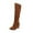 Brown, variant on jsaierl Women's Winter Warm Belt Buckle Knee High Boots Sole Wedge Footwear Knight Boots