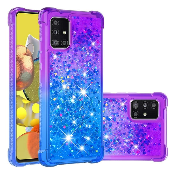 Funda para Samsung Galaxy A51 4G Transparente con Brillos Carcasa Protectora Antigolpes con Glitter Brillante