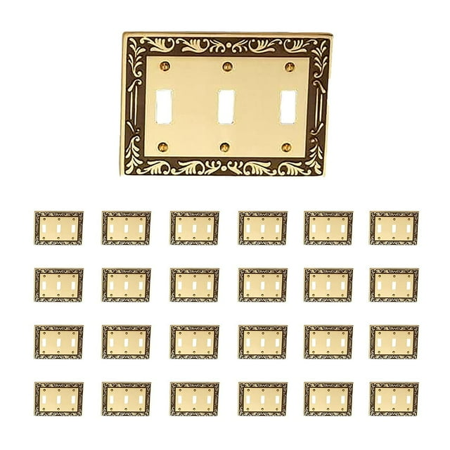 25 Victorian Switch Plate Triple Toggle Antique Solid Brass | Renovator's Supply