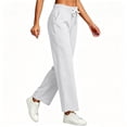 thumbnail image 5 of Women's Sweatpants High Waisted Cotton Linen Drawstring Elastic Waist Trousers with Pockets Soft Stretchy for Gym and Lounging, 5 of 6
