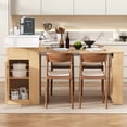thumbnail image 3 of Extendable Dining Table with Folding Tabletop, Bar Table with Drawers and Power Outlet, Kitchen Island with Wheels and Hooks, Sideboard for Kitchen and Dining Room(Natural+Creamy White), 3 of 9