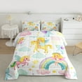 thumbnail image 2 of jejeloiu Magic Elf Unicorn Full Size Comforter Sets,Dreamy Fairy Tale World Bedding Comforter Set,Colorful Rainbow Bedding Sets For Girls,Breathable Home Decor Reversible,3pcs, 2 of 8